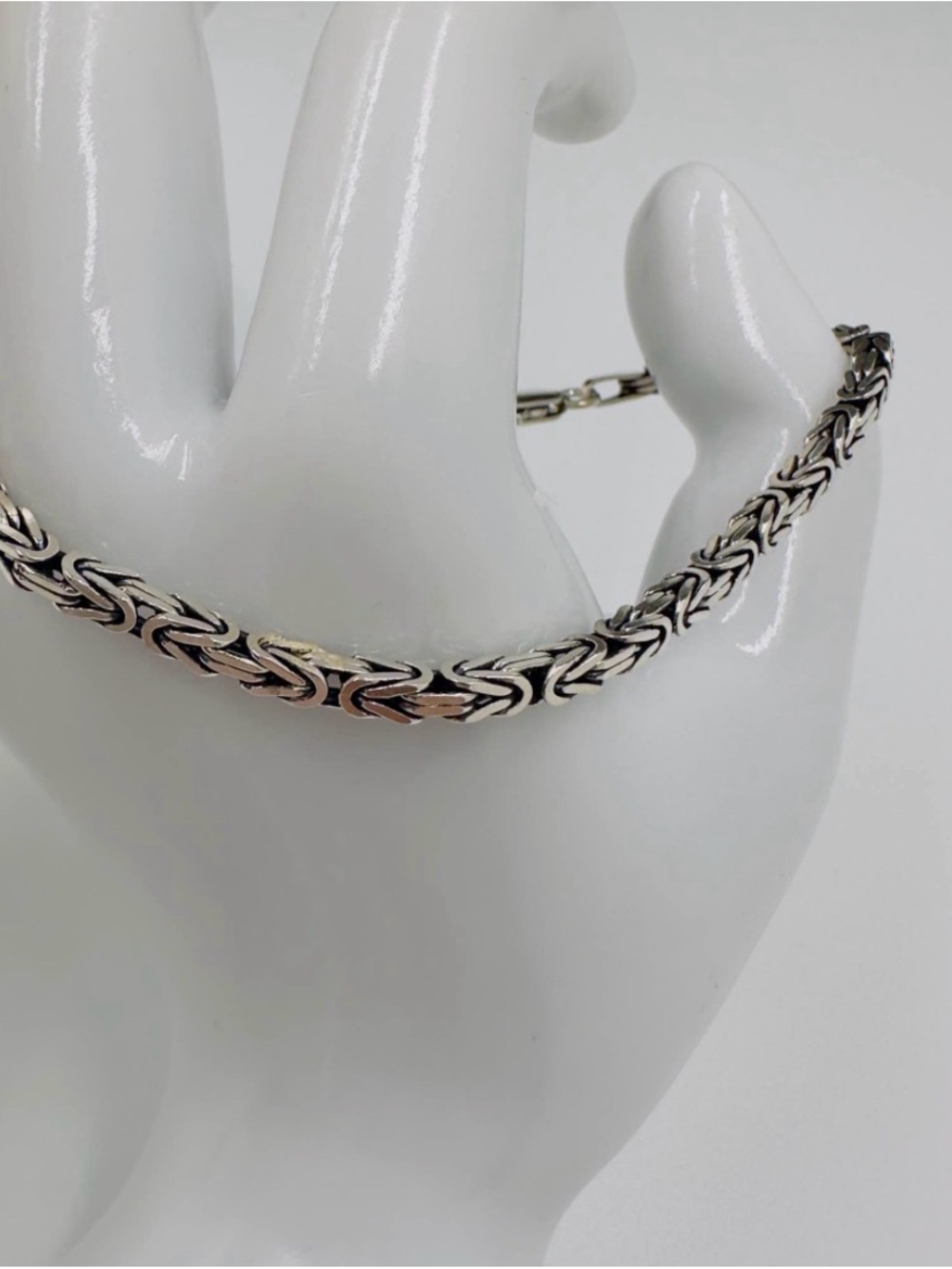 Sterling Silver Byzantine Chain Bracelet - Women's Silver Bracelet